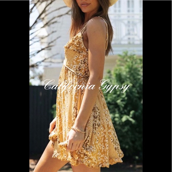 Boho Gypsy Chic Floral Mini Dress - Picture 6 of 12